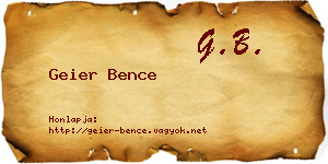Geier Bence névjegykártya